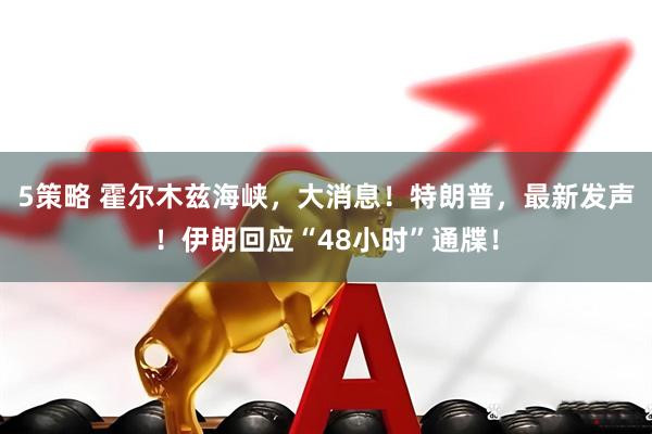 5策略 霍尔木兹海峡，大消息！特朗普，最新发声！伊朗回应“48小时”通牒！