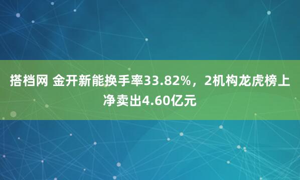 搭档网 金开新能换手率33.82%，2机构龙虎榜上净卖出4.60亿元